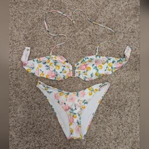 Victoria's Secret Lemon Print Bandeau Bikini Set
